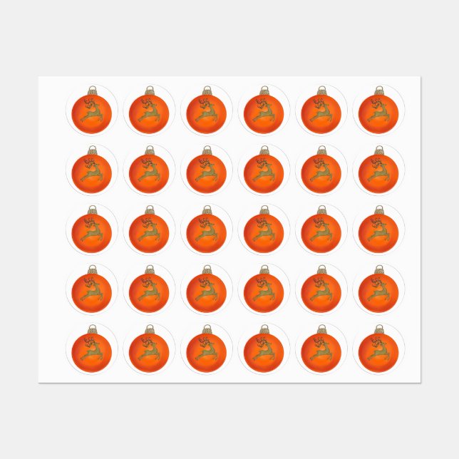 ORANGE CHRISTMAS BUBBLE ETIKETTEN (Blatt)