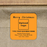 Orange Christmas Business Square Sticker<br><div class="desc">Frohe Weihnachten! Einer der bekanntesten Feiertage des Jahres. Es ist auch eine der besten Jahreszeiten für Werbung für Ihr Unternehmen. Quadrat Form Aufkleber mit Fröhlichen Weihnachtsgrüßen, Ihrem Firmennamen und anderen Informationen über Ihr Unternehmen. Sie können es als Zubehör für Ihr Produktverpackungsmaterial verwenden, um Ihren Produktnamen zu fördern. Sie können es...</div>