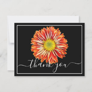 Orange Chrysantheme schwarzer Hintergrund Dankesch Postkarte