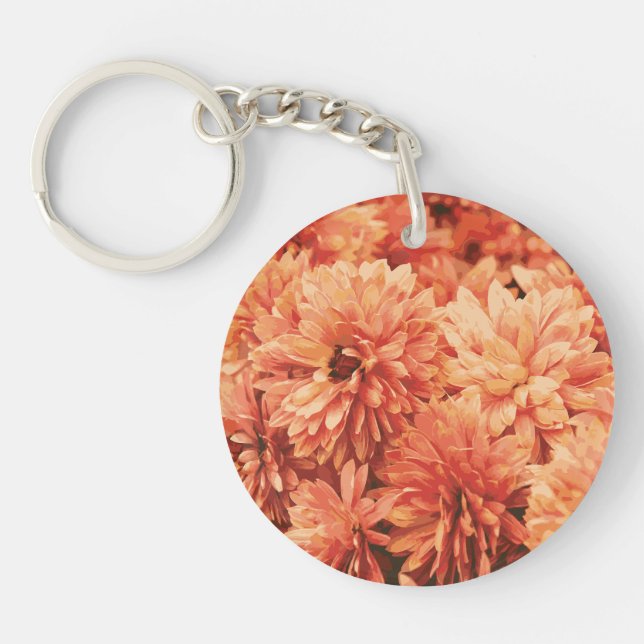 Orange Chrysanthemum Schlüsselanhänger (Vorderseite)