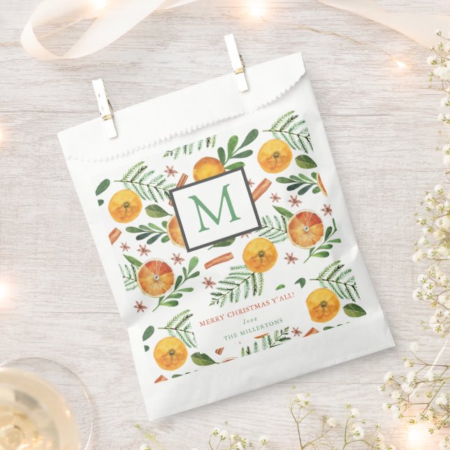 Orange & Cinnamon Frohe Weihnachtsmonogramm Geschenktütchen (Ausgeschnitten)