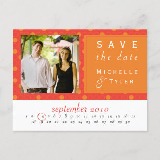 Orange Circle Save the Date Card Ankündigungspostkarte