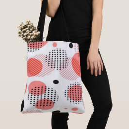 Orange Circles with Black Polka Dots pattern Tasche