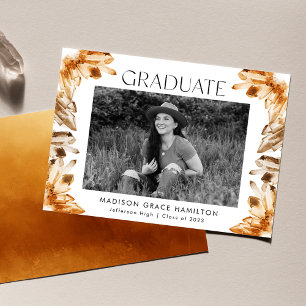 Orange Citrine Watercolor Crystal Foto Abschluss Ankündigung