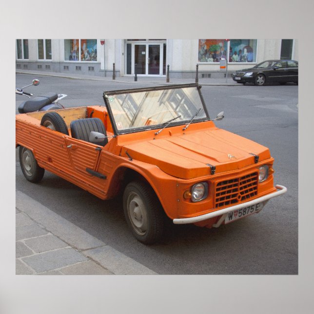 Orange Citroen Mehari Poster (Vorne)