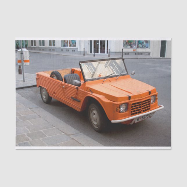 Orange Citroen Mehari Seidenpapier (Vorderseite)