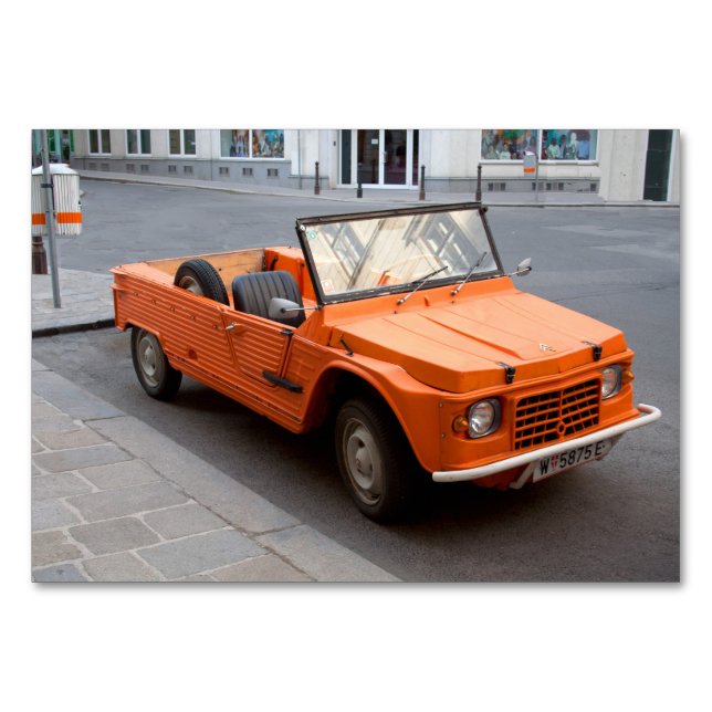 Orange Citroen Mehari Tischnummer (Vorderseite)