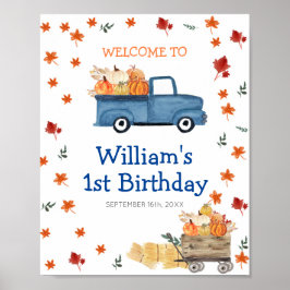 Orange Citrouille Blue Truck Affiche de bienvenue