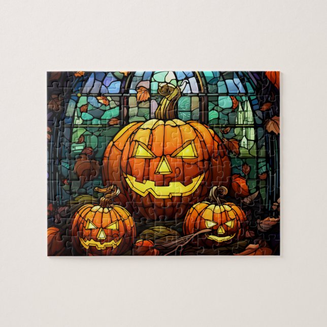 Orange Citrouille Halloween puzzle (Horizontal)