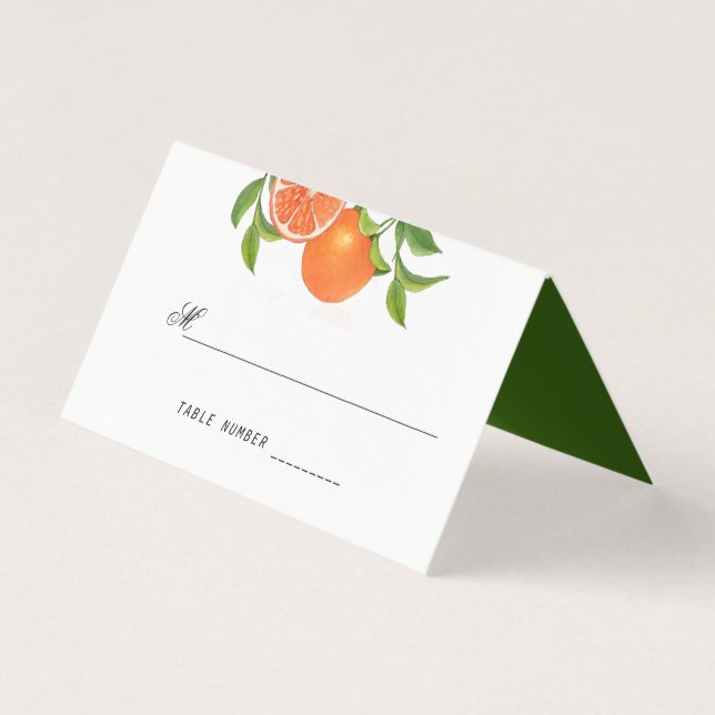 Orange Citrus Aquarellfarben Hochzeitsfeier Platzk (Vorderseite)
