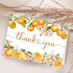 Orange Citrus Baby Dusche geklappt Danke Karten