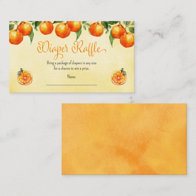 Orange Citrus Baby Duwer Frucht Windel Raffel Begleitkarte (Vorne/Hinten)
