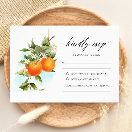 Orange Citrus Calligraphy Wedding RSVP Card Karte