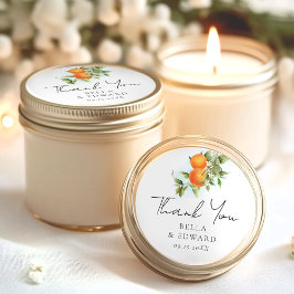 Orange Citrus Danke Hochzeit Runder Aufkleber