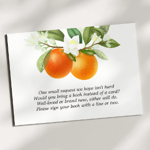 Orange Citrus Floral Bücher für Baby-Beilagekarte Begleitkarte