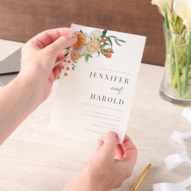 Orange Citrus Floral Minimal Wedding Overlay (Handgehalten)