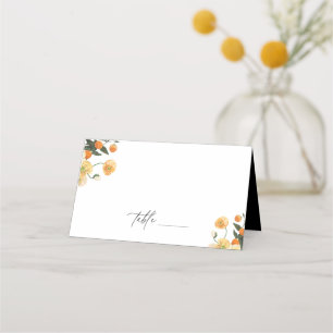 Orange Citrus Floral Wedding Platzkarte