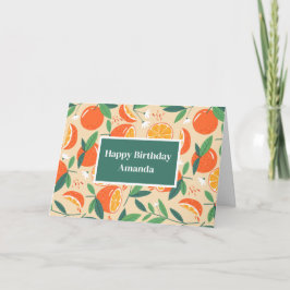 Orange Citrus Frucht Retro Muster Geburtstag Karte
