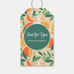 Orange Citrus Frucht Retro Muster Geschenkanhänger