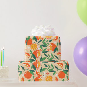 Orange Citrus Frucht Retro Muster Geschenkpapier