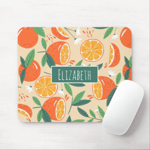 Orange Citrus Frucht Retro Muster Mousepad