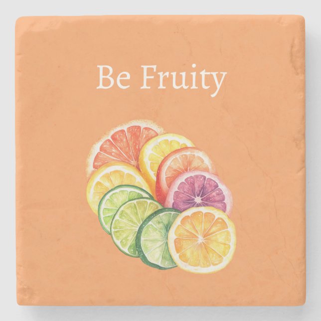Orange Citrus Frucht Sei Fruchtig Steinuntersetzer (Vorderseite)