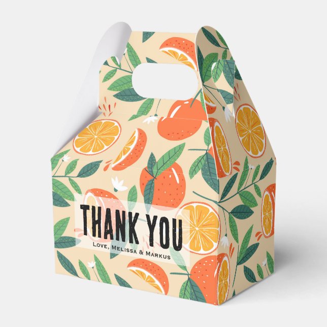 Orange Citrus Fruit Retro Muster Vielen Dank Geschenkschachtel (Vorderseite)