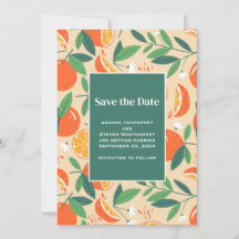 Orange Citrus Fruit Retro Muster Wedding