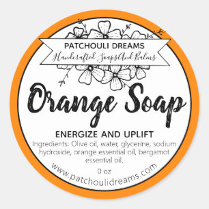 Orange Citrus Gezentrierte handgemachte Seife Runder Aufkleber