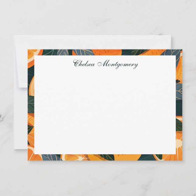 Orange Citrus Illustration Personalisiert Mitteilungskarte (Vorderseite)