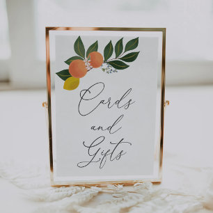 Orange Citrus Karten und Geschenke Schild