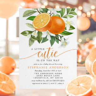 Orange Citrus Kleine Süsse auf dem Weg Babydusche Einladung