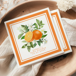 Orange Citrus Kleine Süsse auf dem Weg Babydusche Serviette