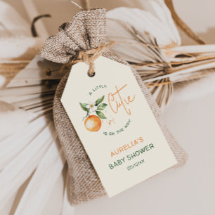 Orange Citrus Kleine Süsse Babydusche Geschenkanhänger