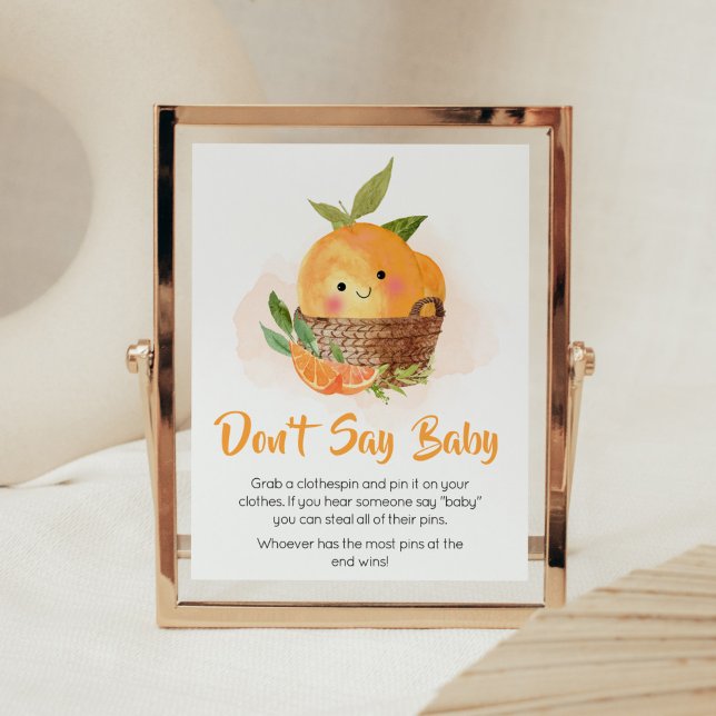 Orange Citrus Kleine Süsse Sage nicht Baby Poster (Little Cutie Orange Citrus Baby Shower Don't Say Baby Sign)