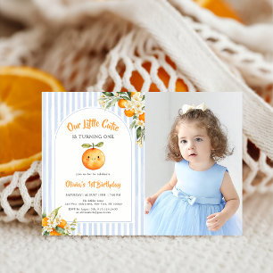 Orange Citrus Little Cutie Geburtstagsfoto Einladung