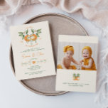 Orange Citrus Little Cuties Twin Photo Birthday Einladung<br><div class="desc">Celebrate your little one's special day with our orange citrus little cuties twin birthday party invitation, designed for kids of all ages. This zesty design features a delightful citrus orange clementine fruit theme, brought to life with a simple boho-inspired watercolor style. It is ideal for celebrating a little boy or...</div>