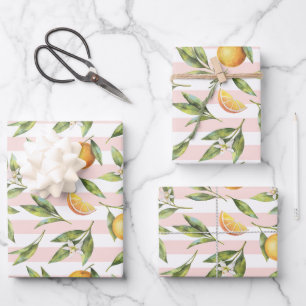 Orange Citrus Little Süsse Geburtstagsparty Geschenkpapier Set