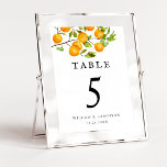 Orange Citrus Rustic Wedding Tischnummer<br><div class="desc">Rustikale und elegante Hochzeitsstiftung mit Aquarellbildern von Orangenfrüchten auf einem Baumzweig.</div>