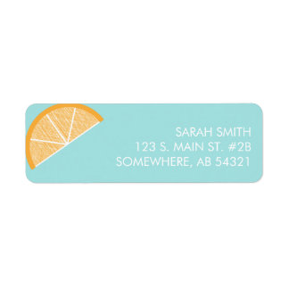 Orange citrus slice aqua return address label