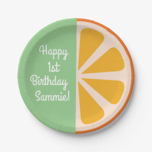 Orange Citrus Slice Niedlich 1. Geburtstag Teller