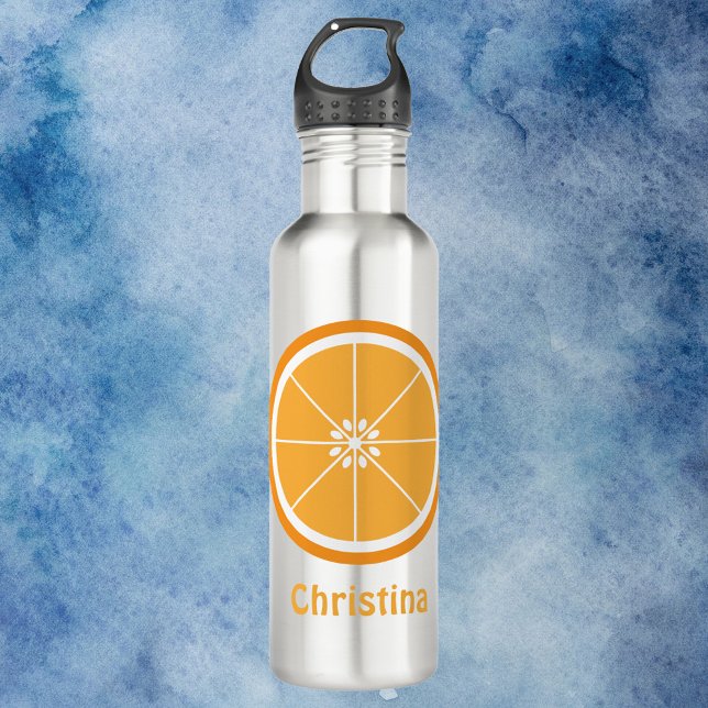 Orange Citrus Slice personalize Edelstahlflasche (A water bottle featuring an orange slice and text you can personalize!)