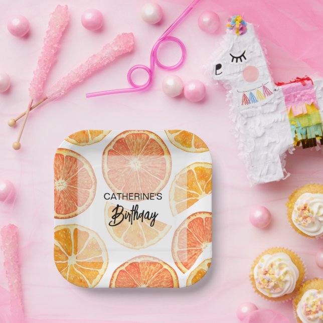 Orange Citrus Slice Sommer Geburtstag Pappteller (Party)