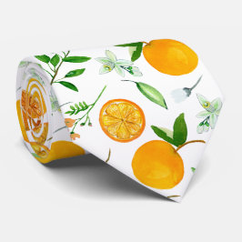 Orange Citrus Sommer Floral Botanisches Muster Krawatte
