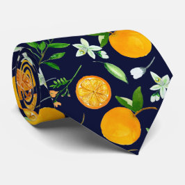 Orange Citrus Sommer Floral Botanisches Muster Krawatte
