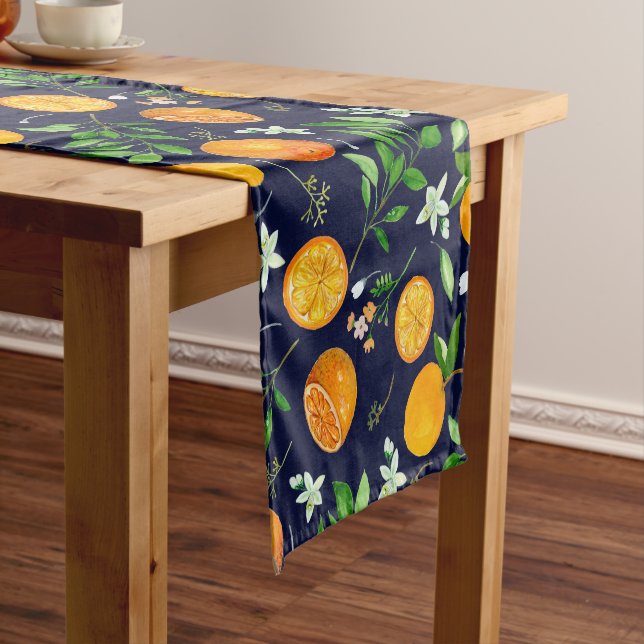 Orange Citrus Sommer Floral Botanisches Muster Kurzer Tischläufer (Beispiel)