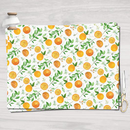 Orange Citrus Sommer Floral Botanisches Muster Seidenpapier