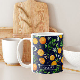 Orange Citrus Sommer Floral Muster Coff Kaffeetasse