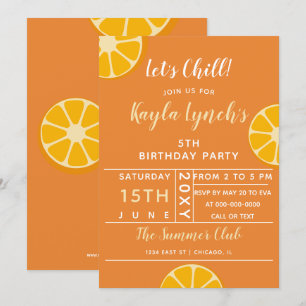 Orange Citrus Sommer-Party Einladung