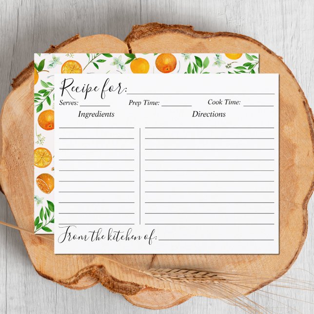 Orange Citrus Summer Floral Botanical Recicard (Close up)